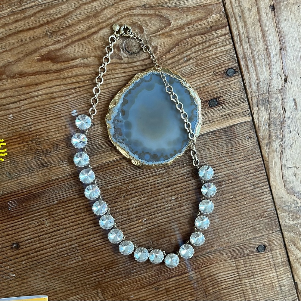 J. Crew Gold-Tone Chain Faceted Crystal Necklace